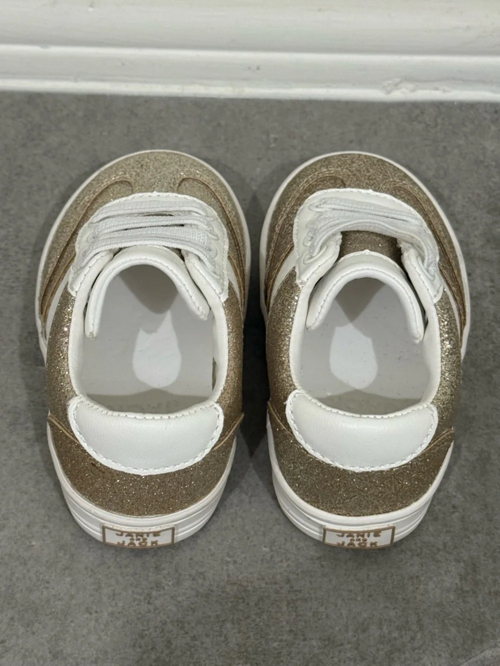 Janie and Jack - Infant size 4 - gold sparkly sneakers